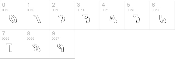 Exotic Bold Hollow Lefty numbers 0-9 preview