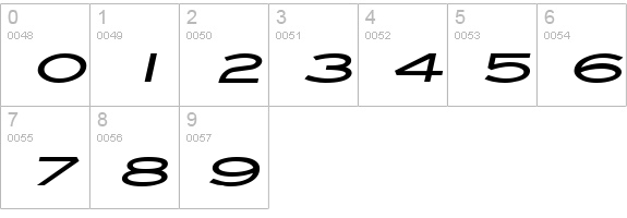 Eye glass Extended Bold Italic numbers 0-9 preview