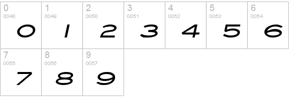 Eye glass Wide Bold Italic numbers 0-9 preview