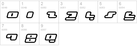 Face plant hollow 2 Italic numbers 0-9 preview