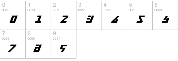 Falconhead Condensed Italic numbers 0-9 preview