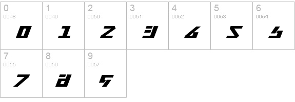 Falconhead Italic numbers 0-9 preview