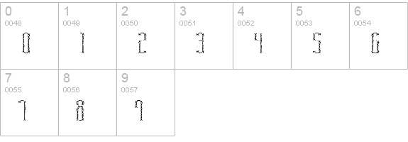 Fascii Cross BRK numbers 0-9 preview