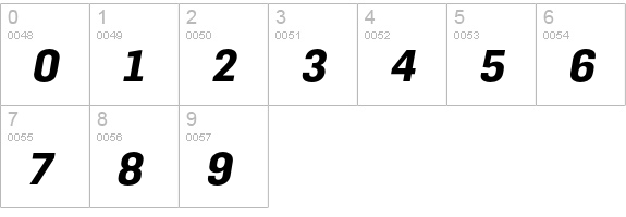 Flama Bold Italic numbers 0-9 preview