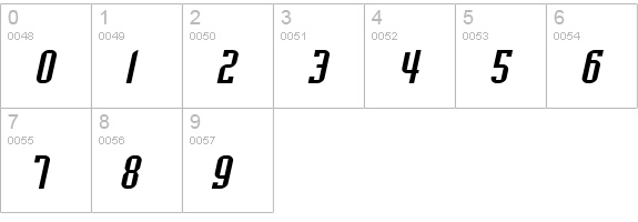 Flintstone Extended Italic numbers 0-9 preview