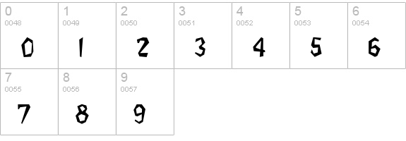 Flintstone Regular numbers 0-9 preview