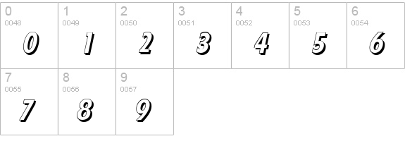 FloridaShadow-BoldItalic numbers 0-9 preview