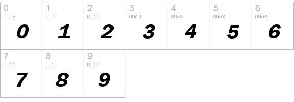 Frankfurt fed kursiv numbers 0-9 preview