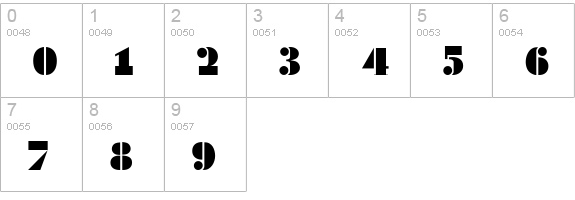 FutstencilSerif numbers 0-9 preview