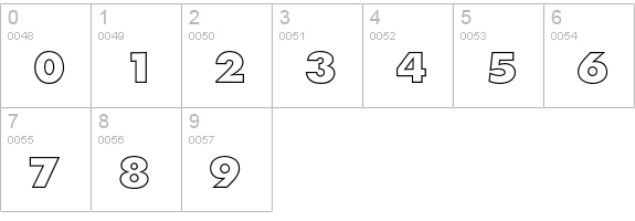 Futura Extra Bold Outline numbers 0-9 preview