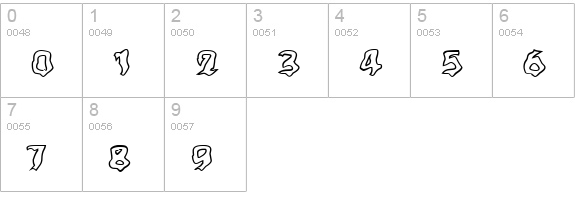 Ghoul Outline numbers 0-9 preview
