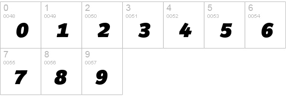 Giacomo MD Black Italic numbers 0-9 preview