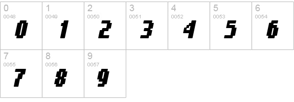 Gimenells Italic numbers 0-9 preview