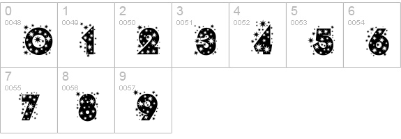 Glitter Font numbers 0-9 preview