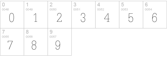 Glypha 35 Thin numbers 0-9 preview