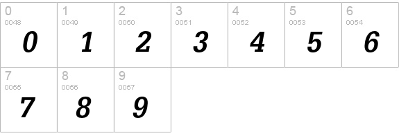 Glypha 65 Bold Oblique numbers 0-9 preview