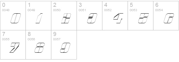 Glyphic Italic numbers 0-9 preview
