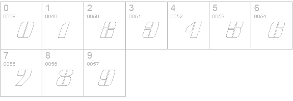 GlyphicSeriesOutlineItalic numbers 0-9 preview