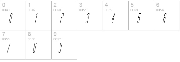 Gorgio Condensed Italic numbers 0-9 preview