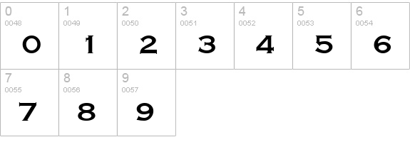 Graverplate Bold numbers 0-9 preview