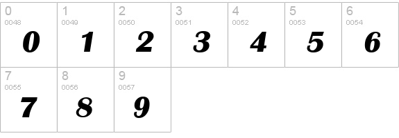 GrenobleSerial-Xbold-Italic numbers 0-9 preview