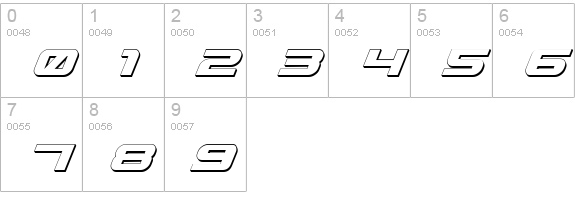 Gunship Shadow Ital numbers 0-9 preview