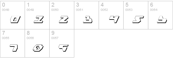 Gyrfalcon 3D Italic numbers 0-9 preview