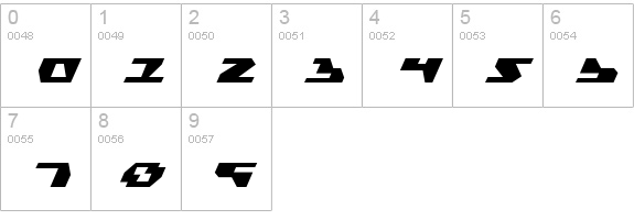Gyrfalcon Expanded Italic numbers 0-9 preview