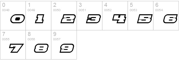 Hackney Block Outline Italic numbers 0-9 preview