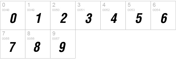 HallmarkeCondBoldOblique numbers 0-9 preview