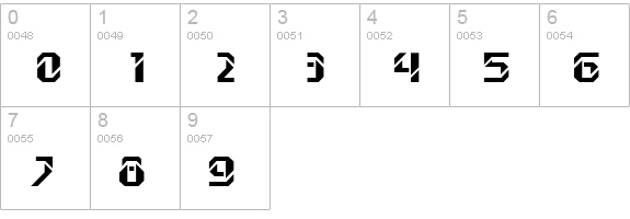 Hansson Stencil MN Bold numbers 0-9 preview