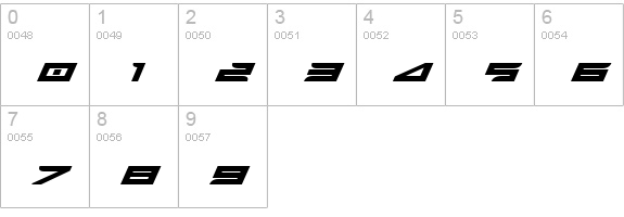 Harrier Bold Expanded Italic numbers 0-9 preview