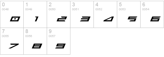 Harrier Expanded Italic numbers 0-9 preview