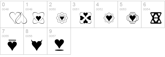 Heart Things numbers 0-9 preview