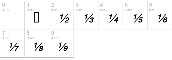 HeFractions BoldItalic numbers 0-9 preview