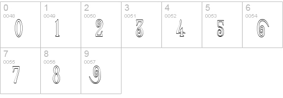 Helena-Outline numbers 0-9 preview