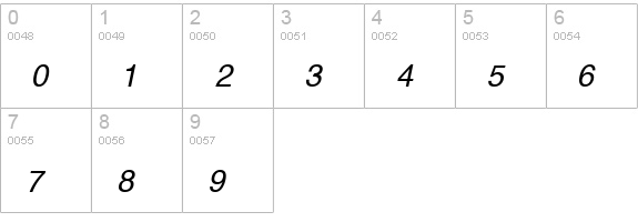 HelvFE Oblique numbers 0-9 preview
