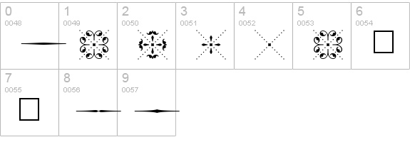 Hoefler Text Ornaments numbers 0-9 preview