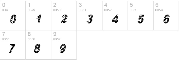 HOLE 2 cursive numbers 0-9 preview