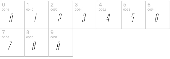 Hustle Italic numbers 0-9 preview