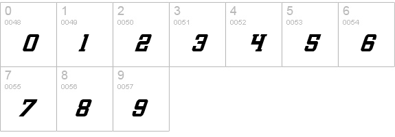 Interceptor Condensed Italic numbers 0-9 preview