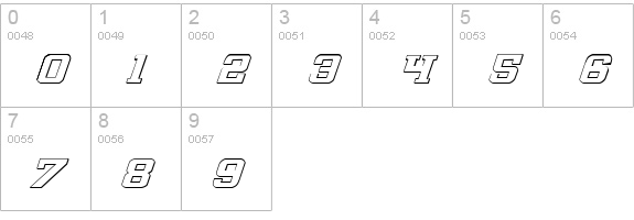 Interceptor Shadow Italic numbers 0-9 preview