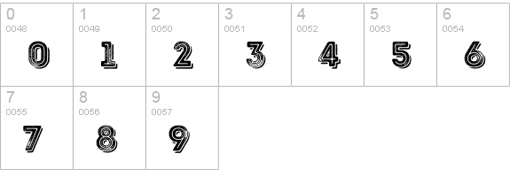 Intro Rust G Base 2 Line Shade numbers 0-9 preview