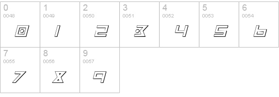 Iron Cobra 3D Italic numbers 0-9 preview