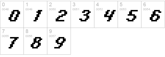 italic 08_65 numbers 0-9 preview