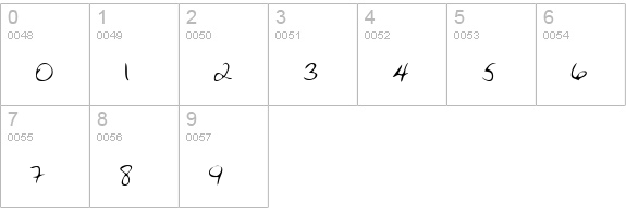 JeninesHand Regular numbers 0-9 preview