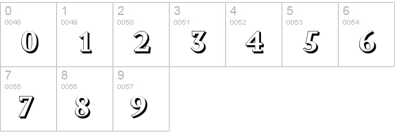 JessicaShadow-Bold numbers 0-9 preview