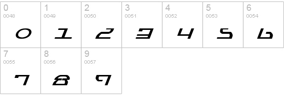 Jumptroops Italic numbers 0-9 preview