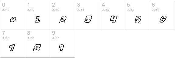 Kartoons Italic numbers 0-9 preview