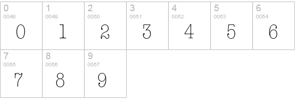 Keyboard Light CondensedAlt SSi Light Condensed Alternate numbers 0-9 preview